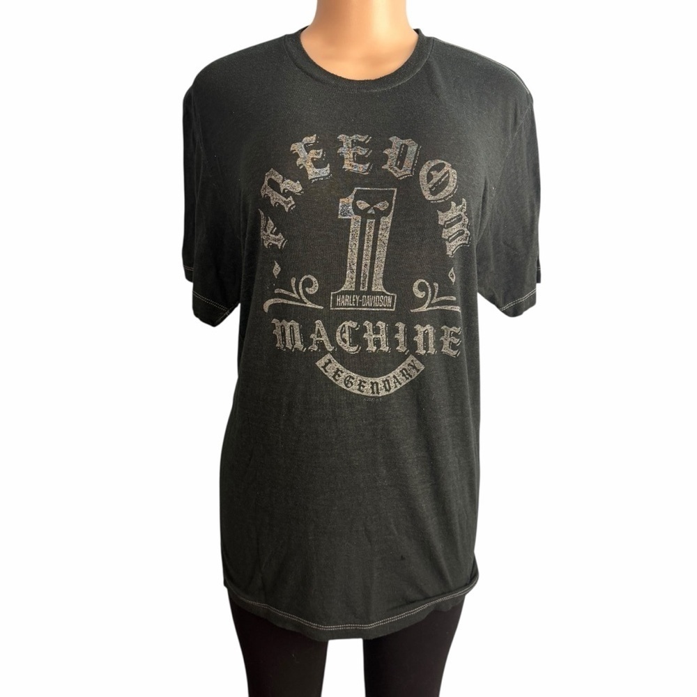 3/$30 ☀️ Harley-Davidson Motor Motto Crew-Neck Short Sleeve Relaxed Tee Black